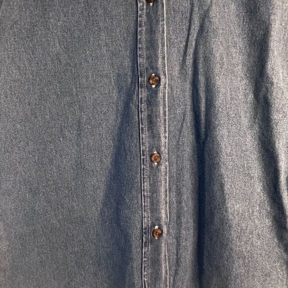 Three Rivers Denim Blue Sleeveless Button Front Cotton Denim Shirt Size Small - Picture 5 of 9
